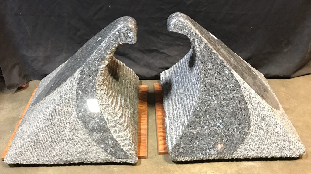The Moroles auction will benefit the artist's estate. Shown here, a granite creation that evokes a wave.
