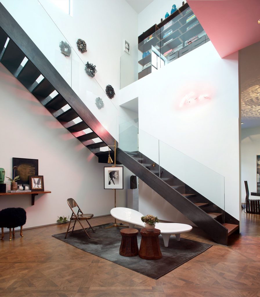 The dramatic entrance to the Lionel Morrison-designed home. 