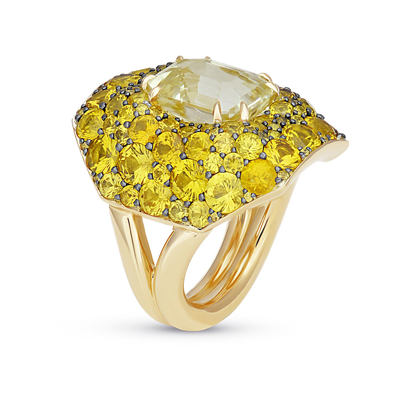 A VRAM ring covered in dazzling yellow sapphires 