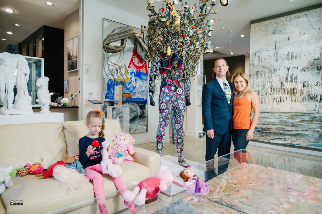 The Marks Collection, home to cutting-edge modern and contemporary art, is viewable with a VIP ticket. Shown: Lester and Penelope Marks with daughter Alana Valentina. 