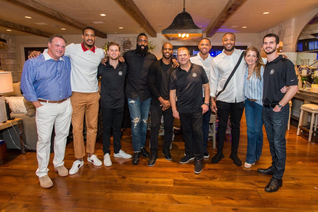 Tad Brown, Trevor Ariza, Patrick Fertitta, James Harden, Chris Paul, Tilman Fertitta, Eric Gordon, PJ Tucker, Paige Fertitta, Michael Fertitta