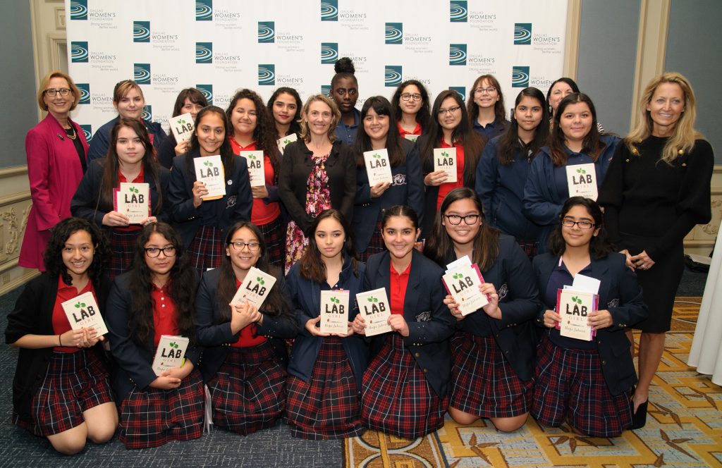 Roslyn Dawson Thompson and Lynn McBee with Young Women's Preparatory Network's Irma Rangel students