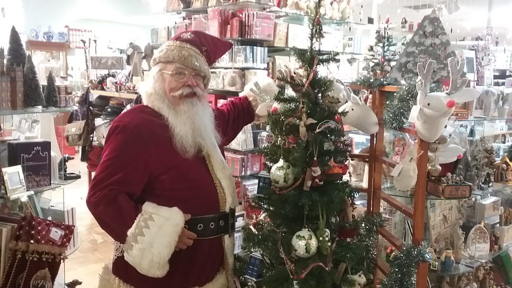 Santa comes to Rice Village Thursday, December 7, 2017.