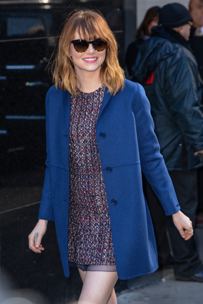 NEW YORK, NY - APRIL 24:  Actress Emma Stone leaves the "Good Morning America" taping at the ABC Times Square Studios on April 24, 2014 in New York City.  (Photo by Ray Tamarra/GC Images)