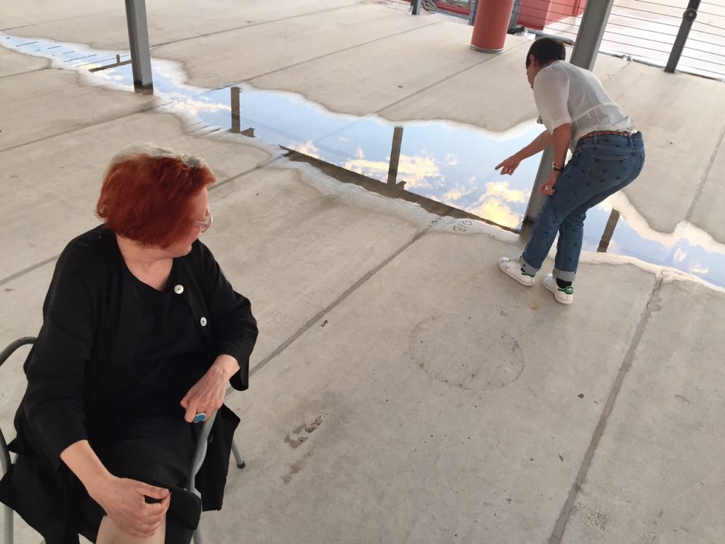 Being in a fresh environment often yields inspiration: Here finding bits of magic in a puddle.