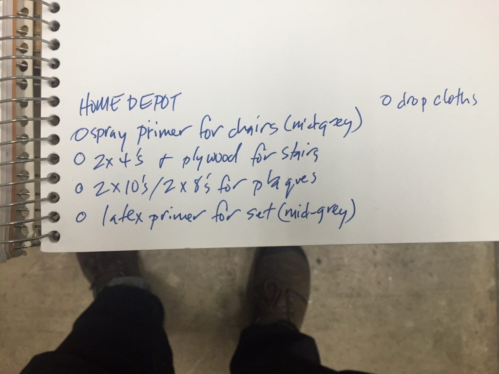 Lists are a good habit, in this case essential to a show. 