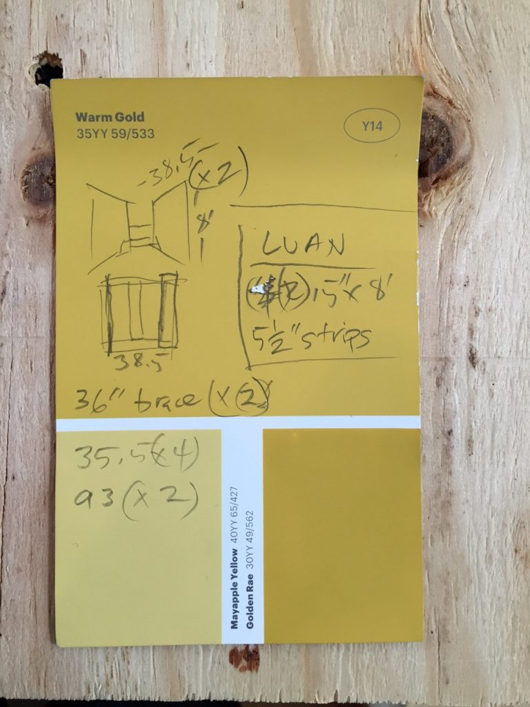 God is in the details: Here, exacting dimension notations made on a paint chip. 