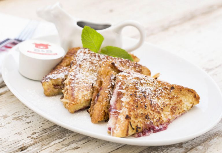 This strawberry cream cheese-stuffed French toast from B&B Butchers will have you feeling stuffed. 