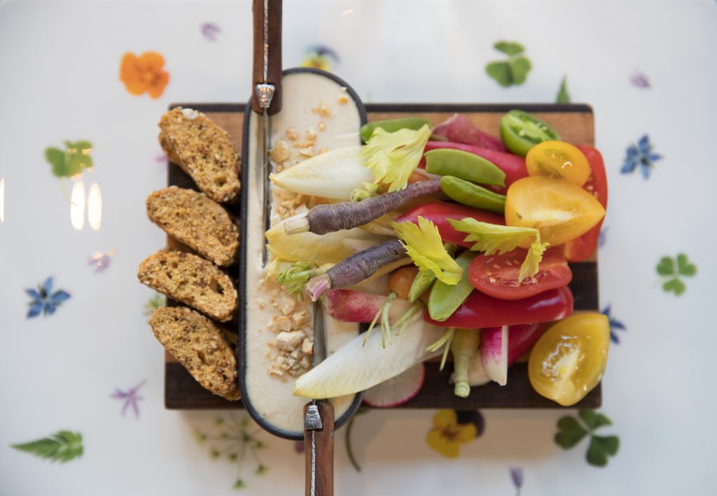 Grange Hall's crudite platter with crème fraîche  is almost too pretty to eat. 