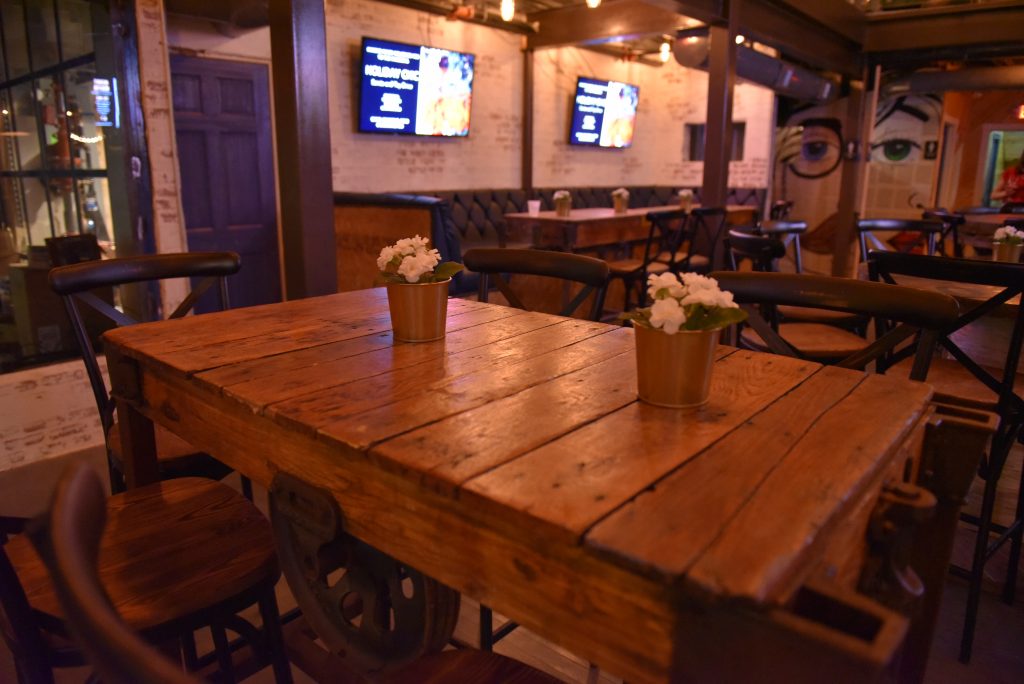 The picnic tables on the first floor encourage meals with friends and strangers alike. 