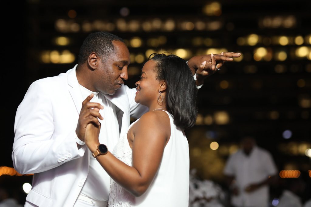 Invicta Rose and partner share a dance at Le Dîner en Blanc - Houston 2017