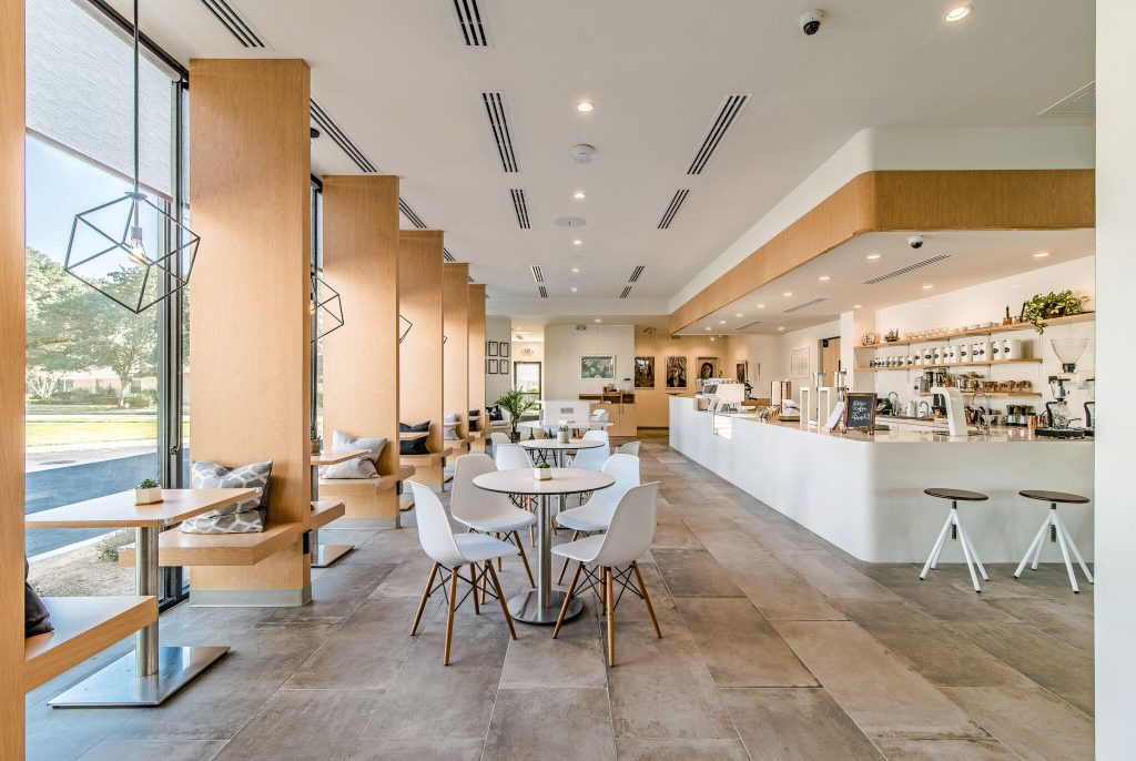 Xuan Zhou, co-owner and former interior designer, went for a modern feel to showcase the coffee.