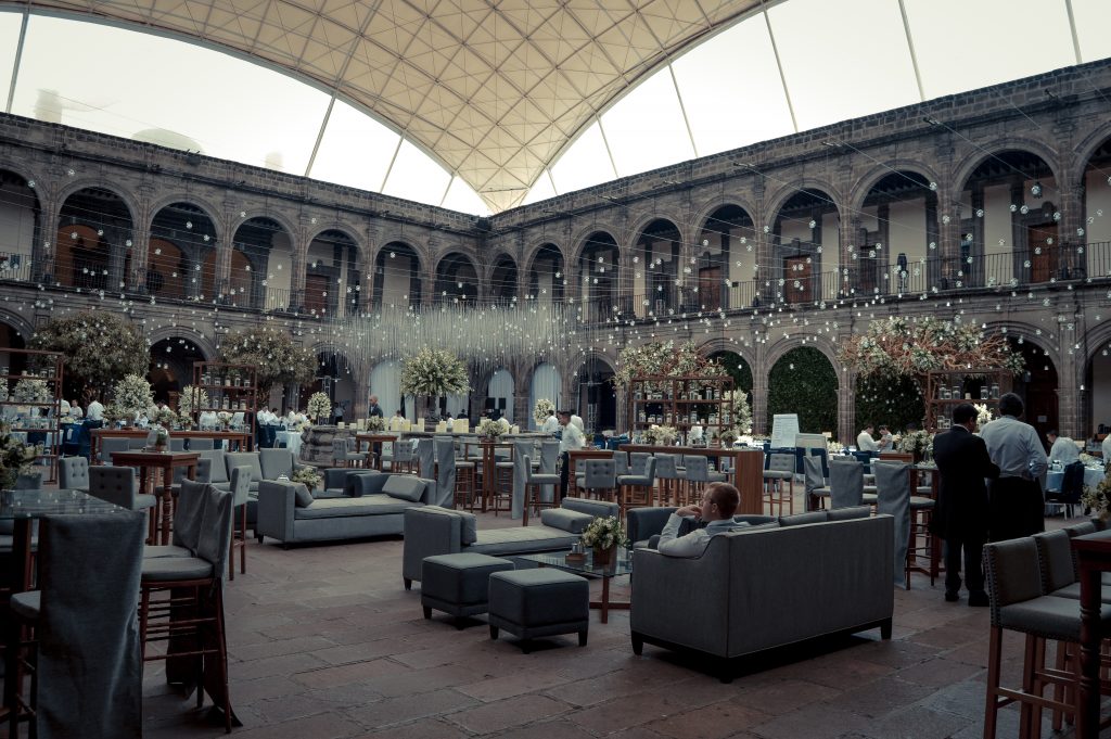 The reception was held inside the 18th-century Colegio Vizcaínas de San Ignacio de Loyola