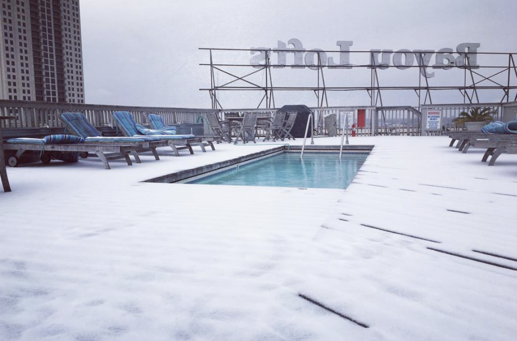 Polar bear swim at the Bayou Lofts, anyone?--@djmissberri