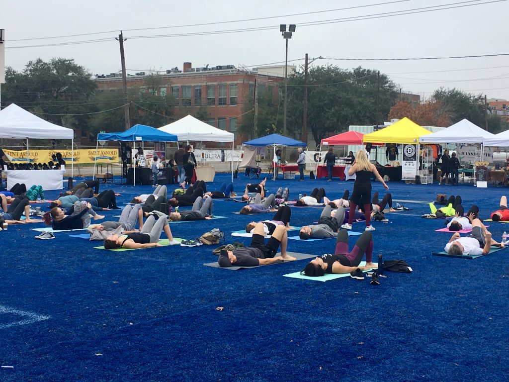 Free yoga kicks off at 10 am. 