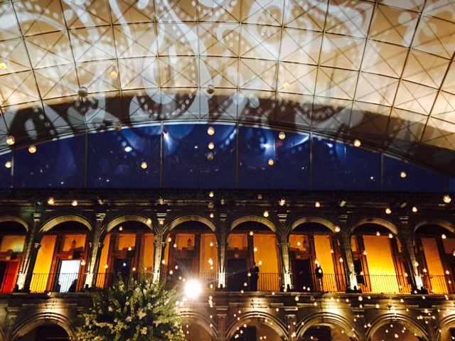 More than 1,500 real candles were hung in the air for the reception.