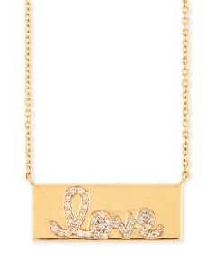 Sydney Evan Pavé Diamond Love Bar Necklace, $1,595