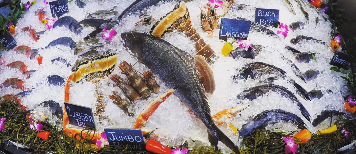 Ouzo seafood display