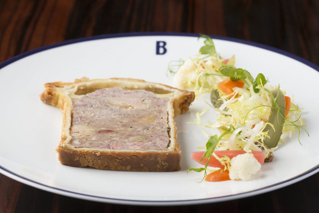 Paté En Croûte (mâche, all grain mustard) at Bullion