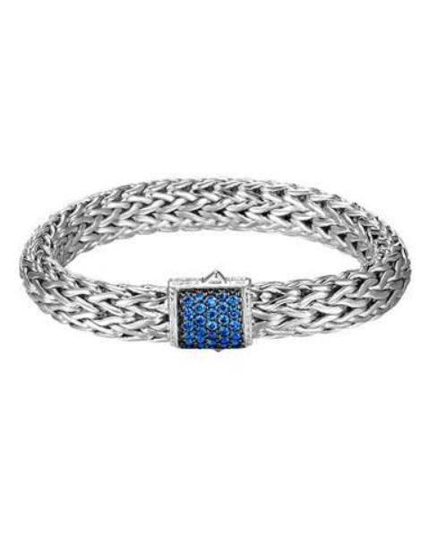 John Hardy reversible classic chain bracelet with a sapphire clasp.