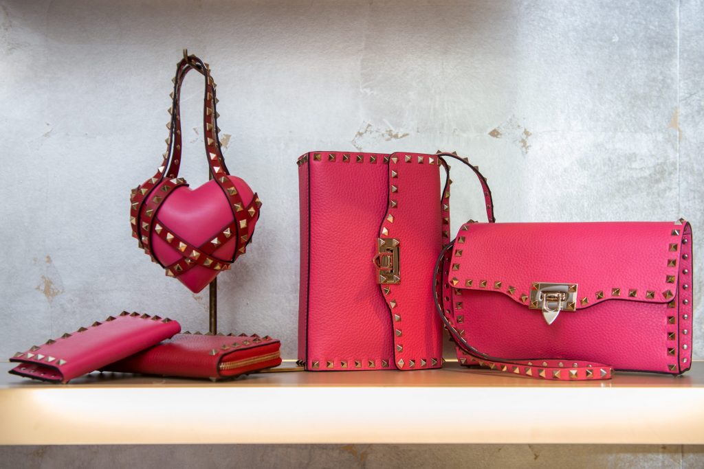 The rockstudded Valentino accessories included a heart shaped handbag reminiscent of February's theme of love