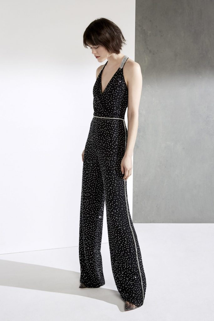 Jenny Packham galaxy black crystal embellished jumpsuit.