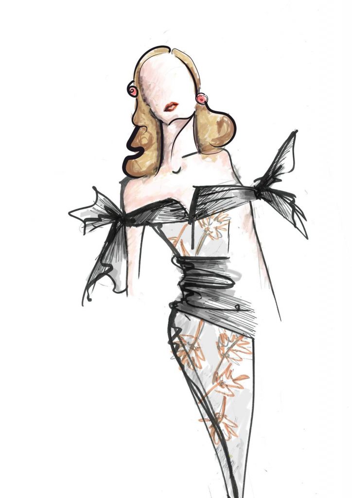 Alice McCall FW18 New York Fashion Week sketch is based on a painting the novel, "Portrait Of A Lady.'