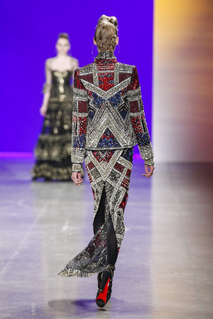 Naeem Khan sequin and crystal embroidered jacket with matching gown (back view).