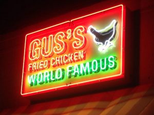 Gus's famous fried chicken sign