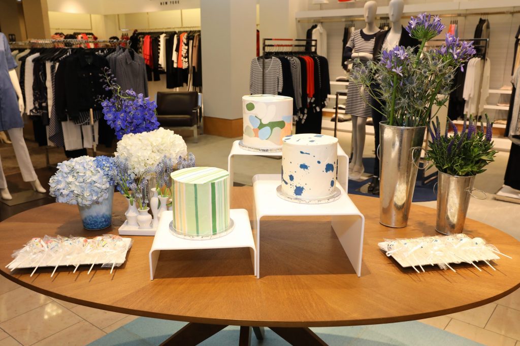 The cakes were decorated to match the prints from Lafayette 148's spring/summer collection
