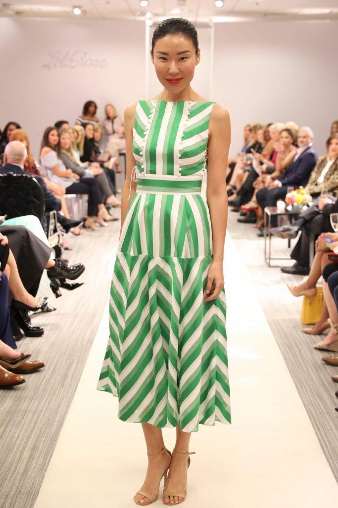 Lela Rose awning striped day dress.