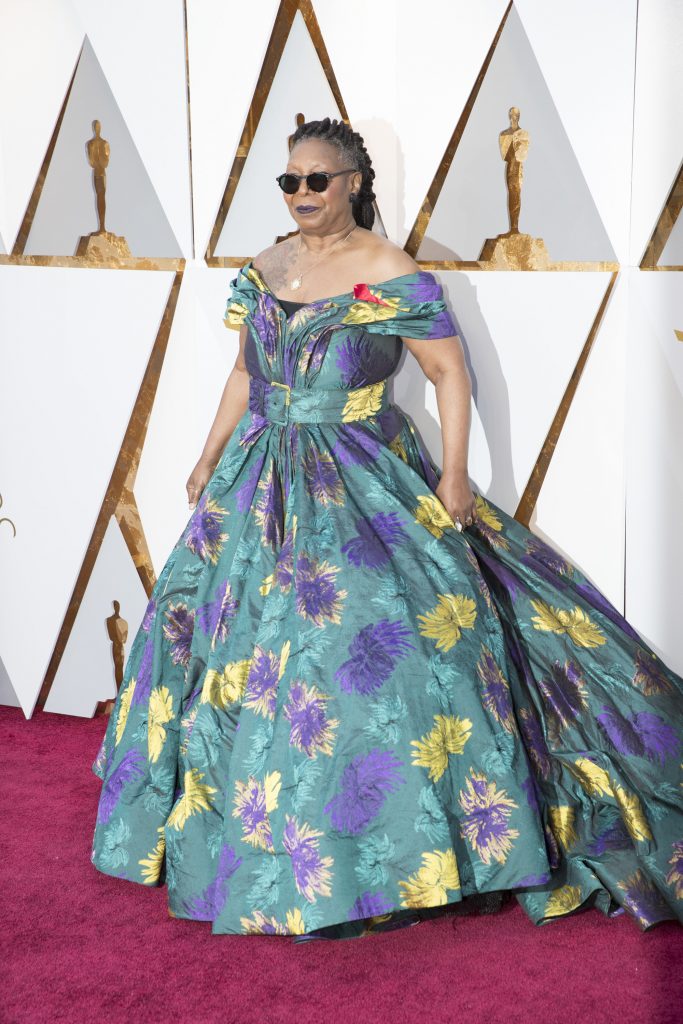 Whoopi Goldberg in Christian Siriano gown at 2018 Oscars. 