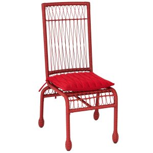 Stori Modern Memoir dining chair in red weave with Sunbrella fabric.