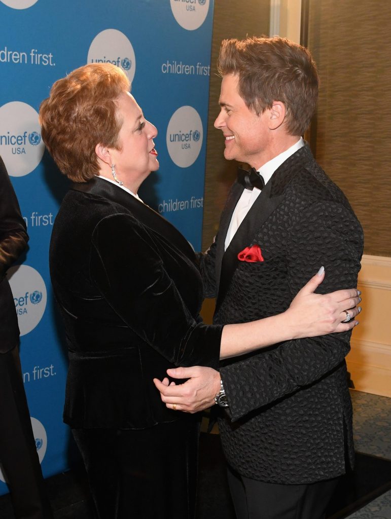 CEO & President UNICEF USA Caryl Stern (L) and honoree and Global Philanthropist Award recipients actor Rob Lowe.