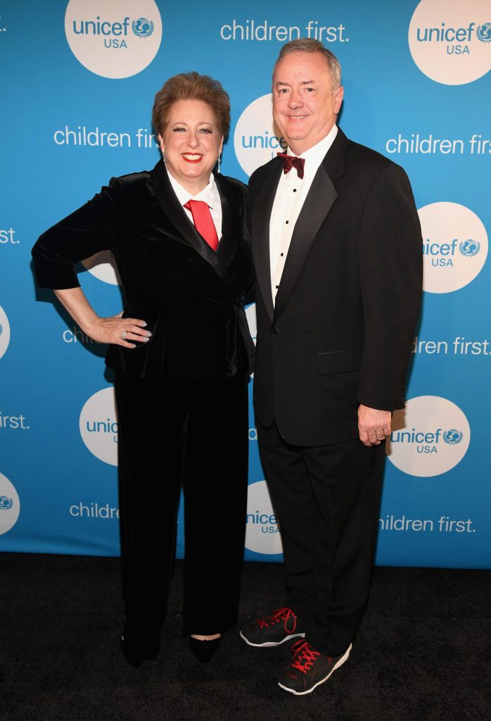 CEO & President UNICEF USA Caryl Stern (L) and honoree and UNICEF Children First Award recipient Kimberly-Clark Corp CEO Thomas Falk