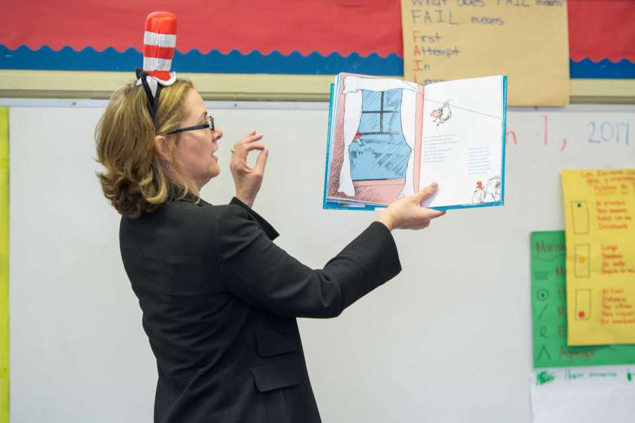 Laurel D'Antoni takes book drives and reading very seriously. (Photo by Michelle Watson/Catchlight.com.)