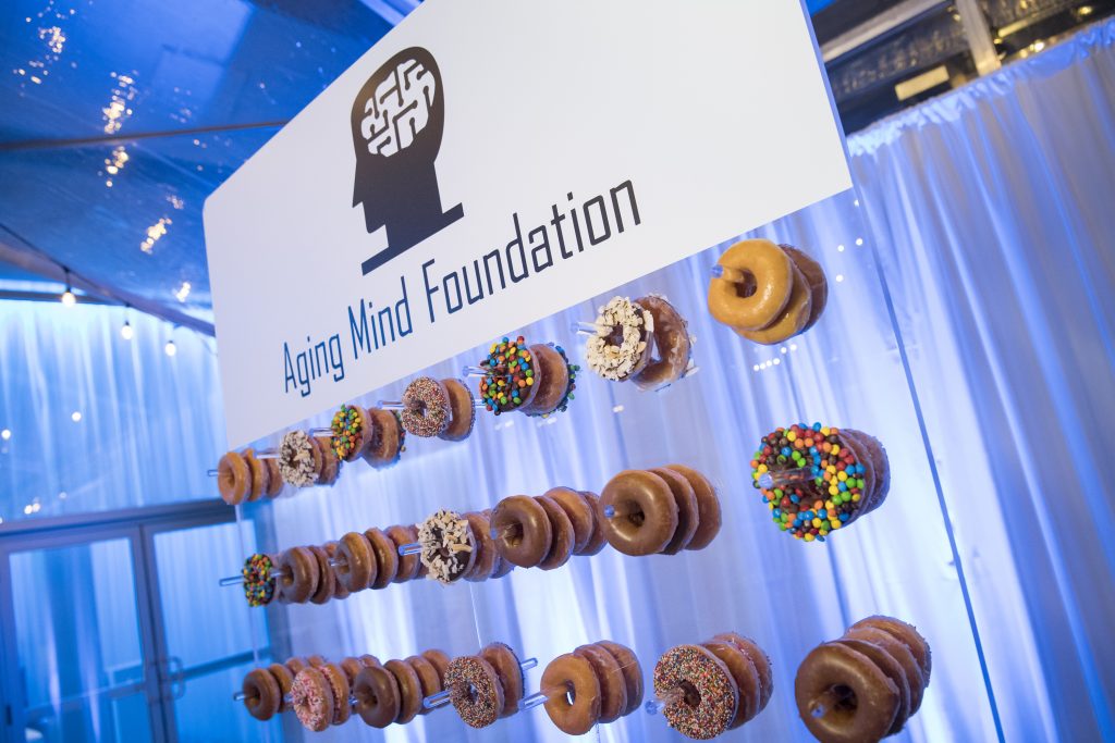 A donut wall served dessert on The Joule's rooftop terrace. 