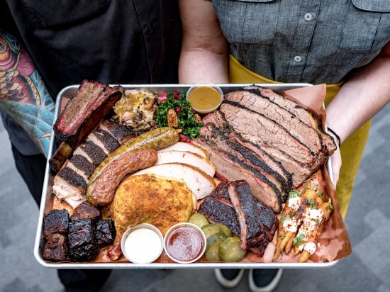 Feges offers brisket, ribs, boudin, and more – even some lighter options.