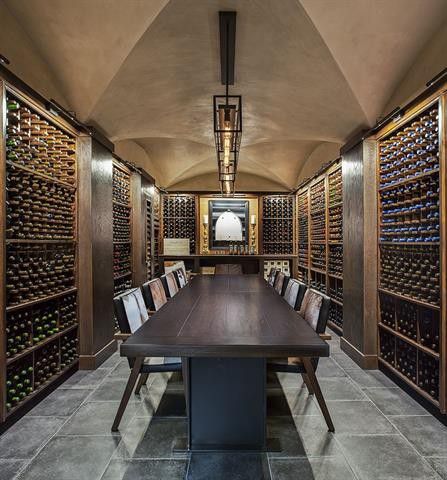 The massive wine cellar is climate-controlled. 