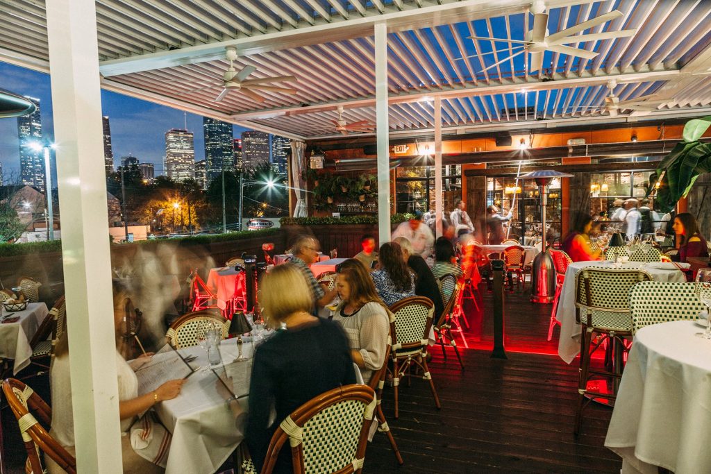 B&B Butcher's second-floor patio looks out over the city skyline. (Photo from B&B Butcher's Facebook.)