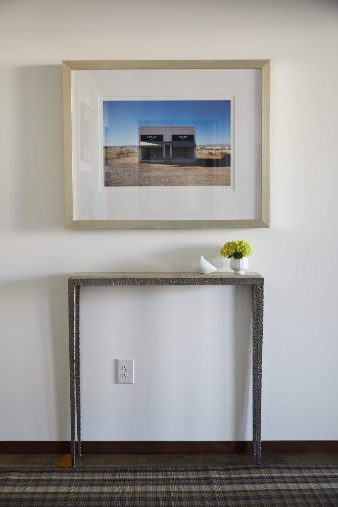 Console by Alice Cottrell, manufactured by Murray’s Iron Works. Tony Latham’s "Prada Marfa."