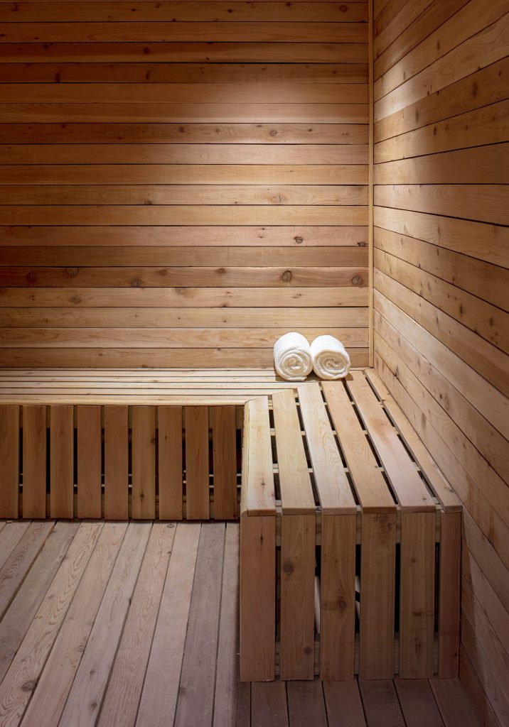 The spa lounge features a sauna, a steam room and a whirlpool with a hot and cold dip. 