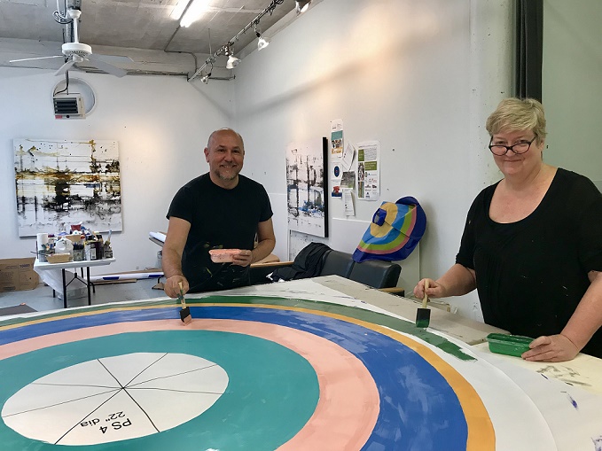 Collaborators Tami Merrick and Nicola Parente of Art Uniti prepare for their epic Hermann Park project, which was funded by an HAA grant. "Color Bursting Hermann Park" opens Sunday, March 25, and runs through Sunday, May 20.