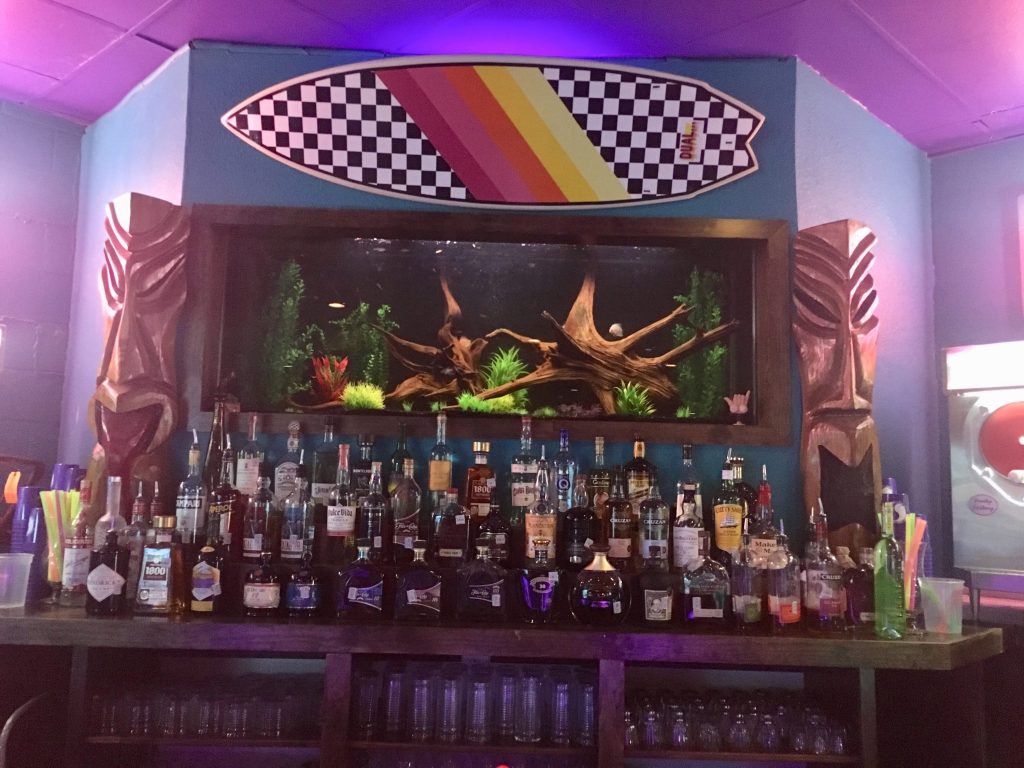 The brand new bar boasts a full fish tank. 