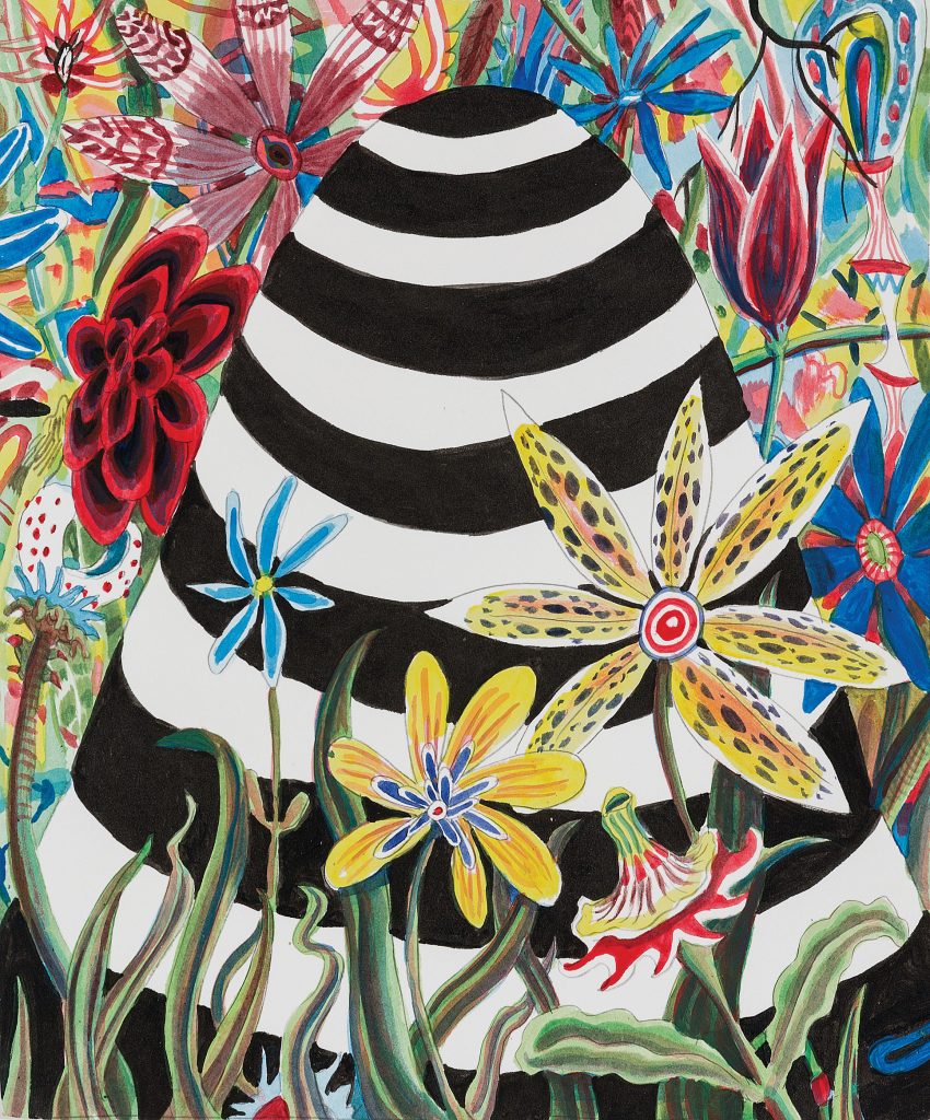 Trenton Doyle Hancock's "New Marily," 2002, a 9 by 11-inch ink on paper, is among the art moments for guests to discover at the redone hotel.