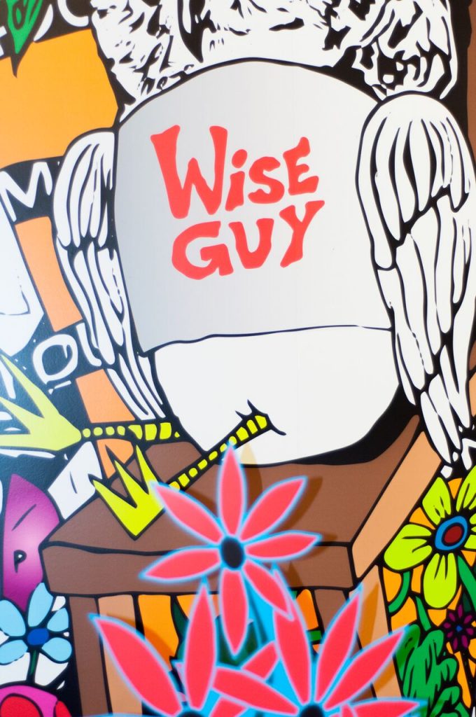 These Destination Mound Town red flowers are three-dimensional cut outs set in front. (Photo by Megan Badger.) 