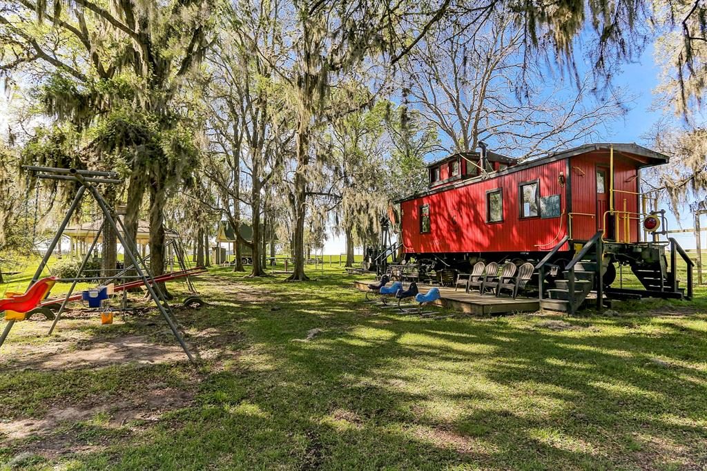 The vintage caboose is just one of many attractions for the little ones. 
