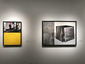 Dr. Cindy Lisica says, “My friends at Drexel Galeria in Monterrey, Mexico, presented several works by Pedro Escapa that referenced art history and “Death of painting is a play of light” through painting and photography assemblage.  “Untitled” works pay homage to Baldessari (left) and Serra (right).”