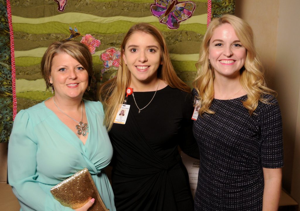 From left: Heather Jones, Teaghan Bush and Taryn Schuelke at the 17th Annual Butterfly Luncheon at The Houstonian Wednesday April 4,2018. (Dave Rossman Photo)