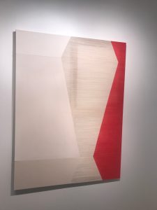 A canvas by Rebecca Ward at Ronchini Gallery, London. Still affordable, the rising Texas artist from Waco, priced at $15,000, is already in the Rachofsky Collection. Art advisor Jana Cothren singled this work out as her top find  from the Fair.